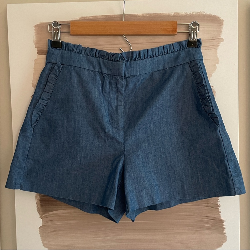 J. Crew Ruffle Chambray Shorts